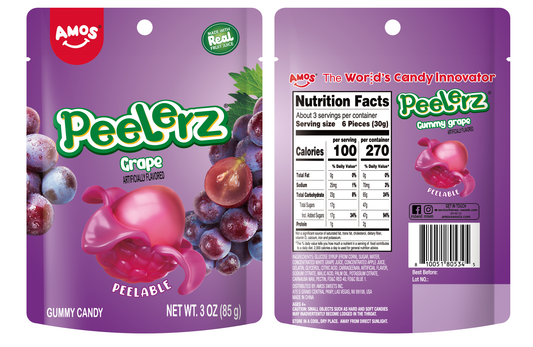 Amos Peelerz Grape Gummy Candy (3oz)