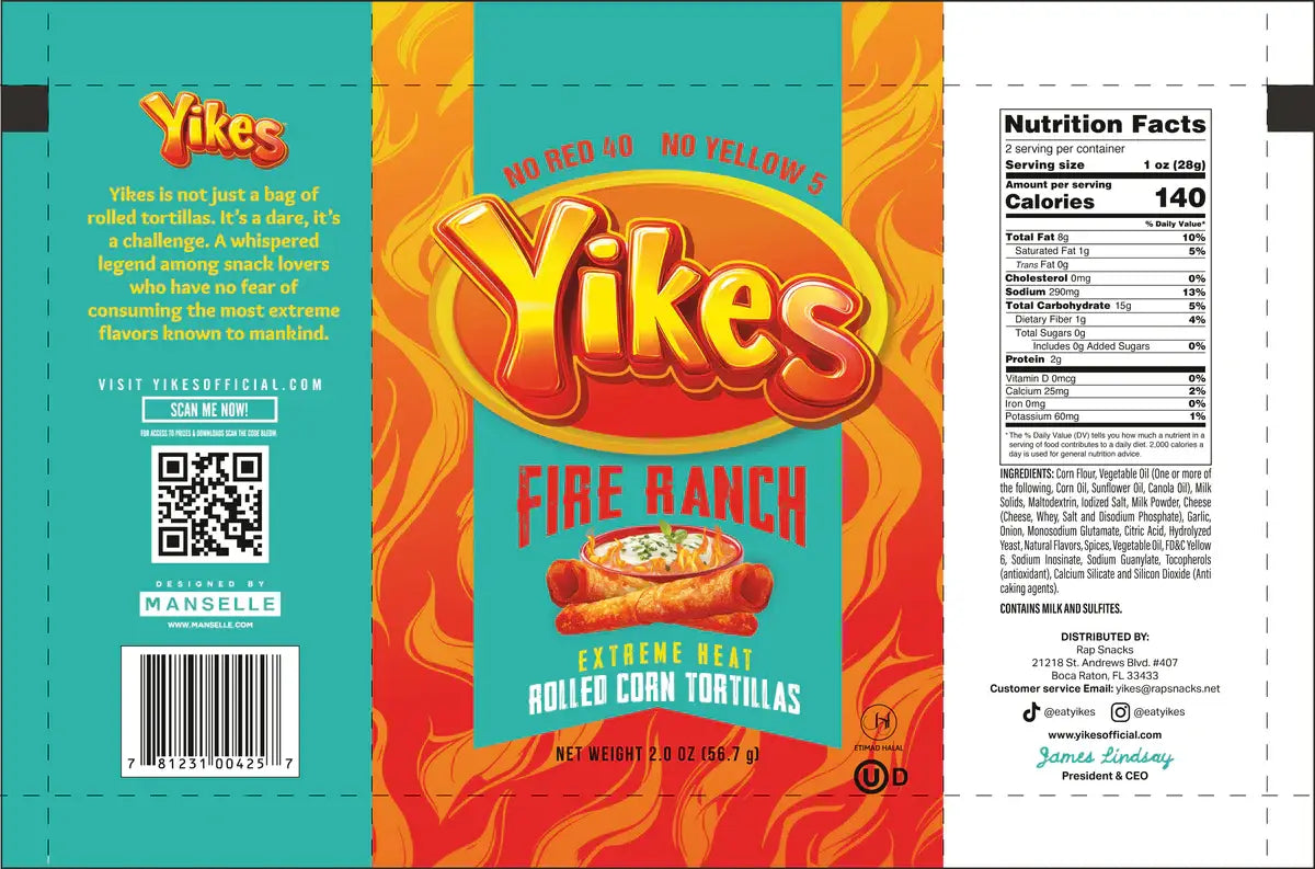 Yikes! Fire Ranch Rolled Corn Tortillas (4 oz) Bag